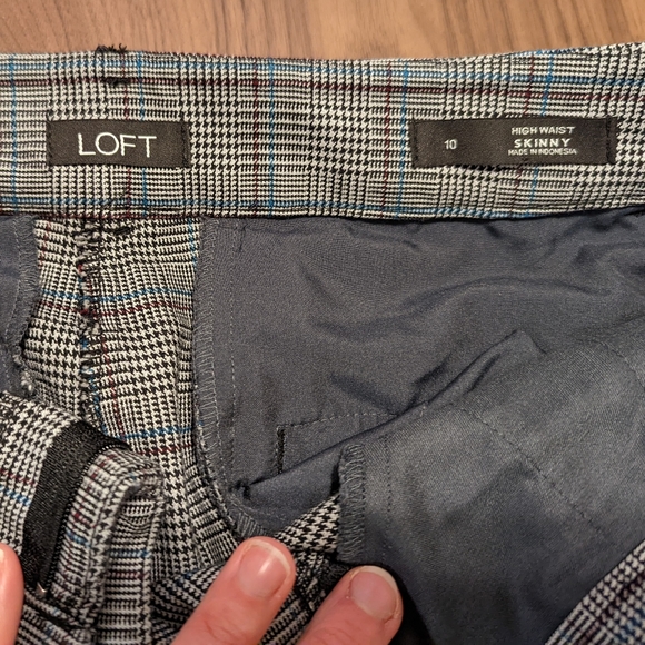 Loft High Waist Skinny Plaid Pant Sz 10 - Picture 2 of 5
